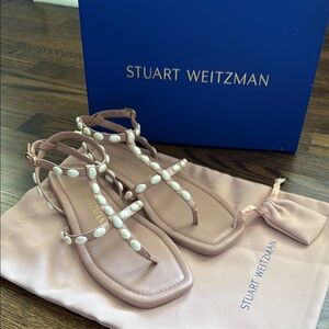 Stuart Weitzman Nude Sandals T-Strap Design